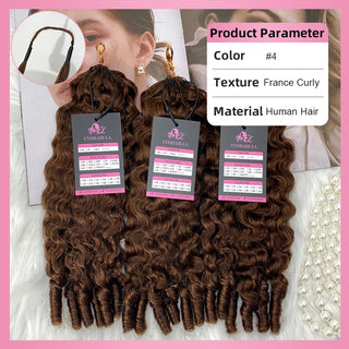 #4 France Curly Crochet Human Hair Extensions CVOHAIR
