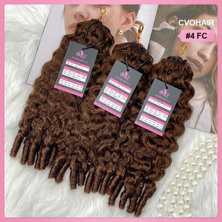 #4 France Curly Crochet Human Hair Extensions CVOHAIR