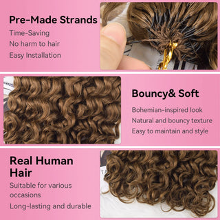#4 Italian Curly Miracle Knots Crochet Human Hair Extensions CVOHAIR