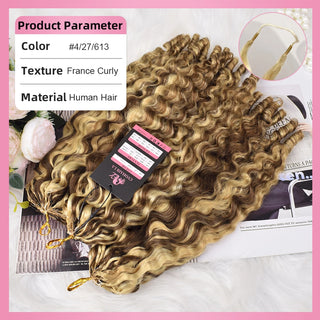 #4/27/613 France Curly Miracle Knots Crochet Human Hair Extensions CVOHAIR