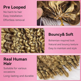 #4/27/613 France Curly Miracle Knots Crochet Human Hair Extensions CVOHAIR
