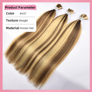 #4/27 Straight Bulk Human Hair For Braiding CVOHAIR