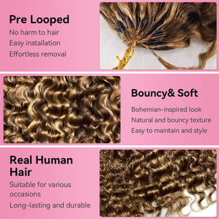 #4/30 Burmese Curly Miracle Knots Crochet Human Hair Extensions CVOHAIR