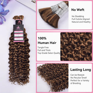 #4/30 Deep Curly Bulk Human Hair For Braiding CVOHAIR