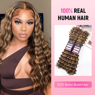 #4/30 SDD Deep Wave Boho Braids Human Hair CVOHAIR