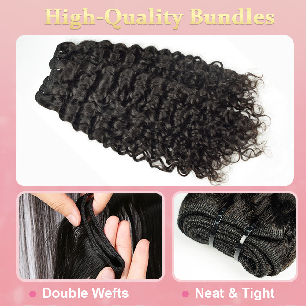 CVOHAIR Deep Curly Hair Weave 3 Bundles Brazilian Virgin Human Hair Cutctle Aligned Hair Bundles Soft Remy Hair