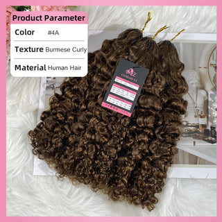 #4A Burmese Curly Miracle Knots Crochet Human Hair Extensions CVOHAIR