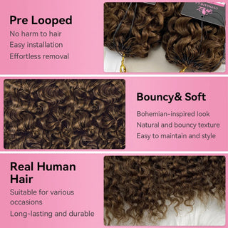 #4A Burmese Curly Miracle Knots Crochet Human Hair Extensions CVOHAIR