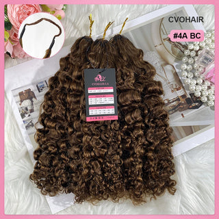 #4A Burmese Curly Miracle Knots Crochet Human Hair Extensions CVOHAIR