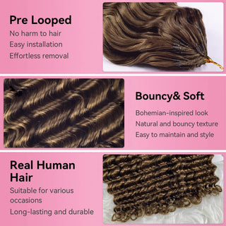 #4A Deep Wave Miracle Knots Crochet Human Hair Extensions CVOHAIR