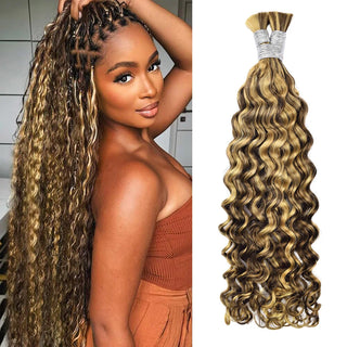 #4/27 Italian Curly Bulk Human Hair For Braiding CVOHAIR