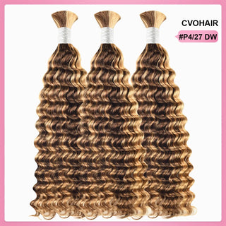 #4/27 Ombre Highlight Deep Wave Bulk Human Hair For Braiding CVOHAIR