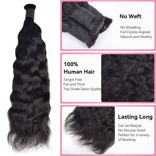 Natural Black Wave And Wet Human Bulk Hair For Braiding CVOHAIR