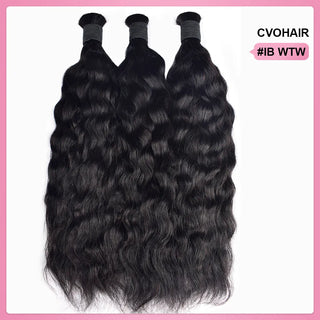 Natural Black Wave And Wet Human Bulk Hair For Braiding CVOHAIR