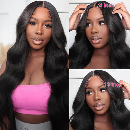 CVOHAIR Body Wave 13x4 HD Transparent Lace Frontal Wigs Human Hair Wear and Go Glueless Wigs Human Hair 200% Density