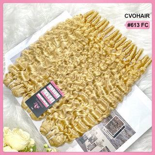 #613 France Curly 100% Unprocessed Weave Bundles Human Hair Double Weft CVOHAIR
