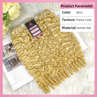 #613 France Curly 100% Unprocessed Weave Bundles Human Hair Double Weft CVOHAIR