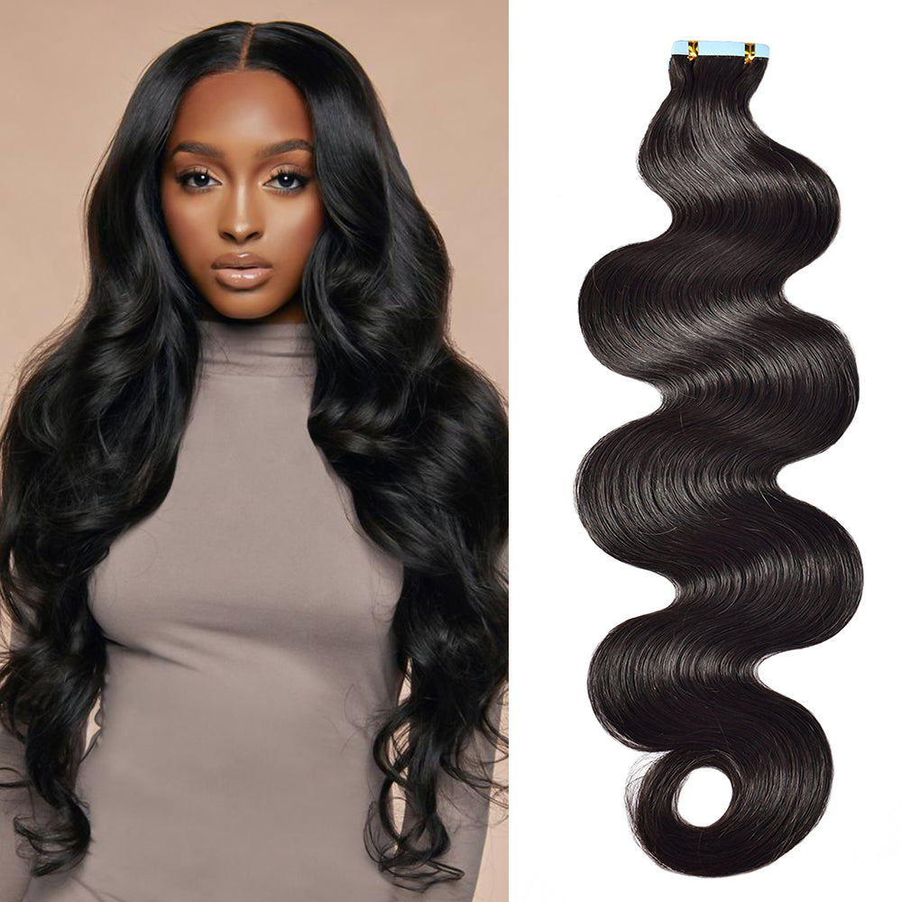CVOHAIR Body Wave Tape in Hair Extensions Human Hair for Black Women Invisible Seamless Skin Weft Hair Extensions