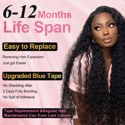 CVOHAIR Deep Wave Tape in Hair Extensions Human Hair 20pcs 50g/pack Seamless Skin Weft Hair