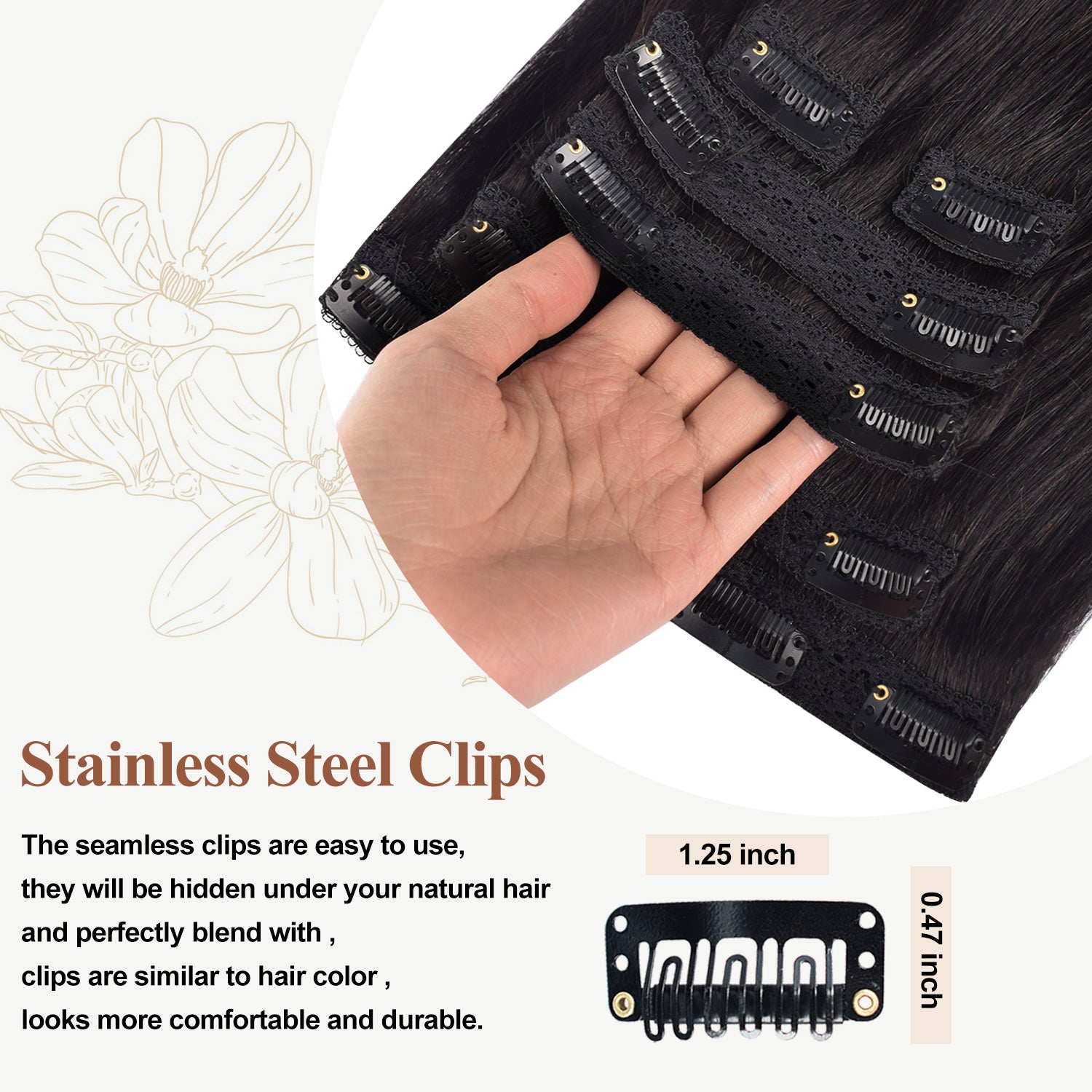 CVOHAIR 6Pcs Body Wave Clip in Hair Extensions Real Human Hair Invisible Lace Clip ins Natural Black 110G