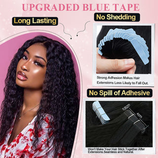 #1B Italian Curly Tape in Hair Extensions Free Shipping Human Hair 20pcs 50g/pack Seamless Skin Weft Hair CVOHAIR