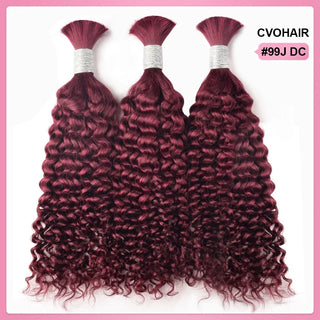 #99J Burgundy Deep Curly Hot Braids Bulk Human Hair CVOHAIR