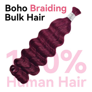 #99J Burgundy Loose Deep Wave Bohemian Human Hair For Braiding CVOHAIR