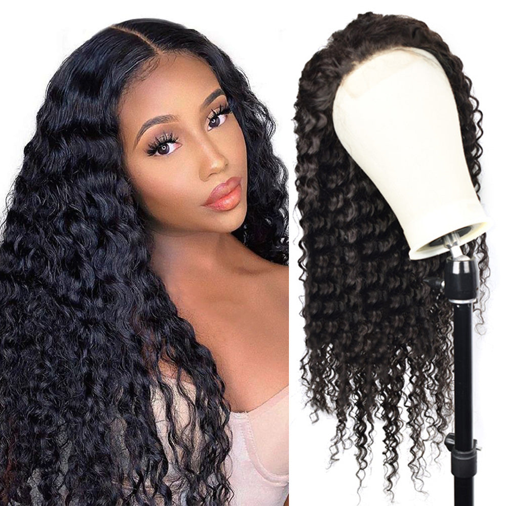 CVOHAIR Deep Wave HD Lace Front Wigs Human Hair 200% Density Transparent Lace Frontal Wigs Pre Plucked With Baby Hair