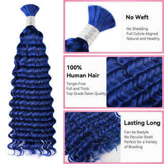 #Blue Deep Wave Bohemian Human Hair For Braiding CVOHAIR