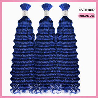 #Blue Deep Wave Bohemian Human Hair For Braiding CVOHAIR