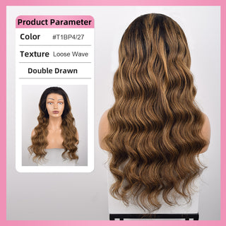 T1BP4/27 Super Double Drawn Loose Wave Luxury Wig With Baby Hair CVOHAIR