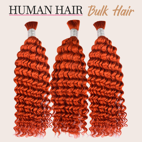 #350 Ginger Orange Boho Braids No Weft Bulk Hair for Human Hair Cvohair