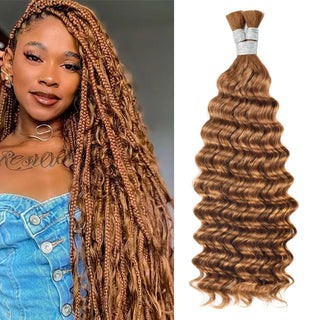 Dark#30 Deep Wave 100% Human Hair Braid Styles CVOHAIR