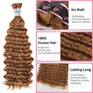 Dark#30 Deep Wave 100% Human Hair Braid Styles CVOHAIR