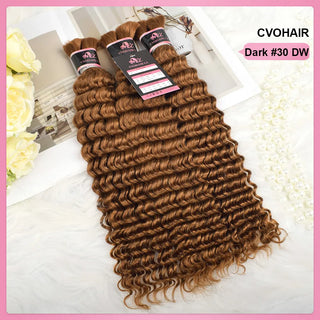 Dark#30 Deep Wave 100% Human Hair Braid Styles CVOHAIR