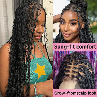 Human hair boho braids full lace wig 22-24inch CVOHAIR