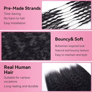 Kinky Straight Crochet 100% Human Hair Hair Extensions CVOHAIR
