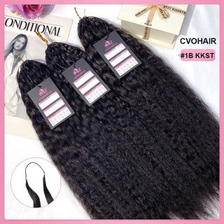 Kinky Straight Crochet 100% Human Hair Hair Extensions CVOHAIR