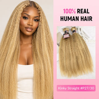 P27/30 Kinky Straight 10A Human Hair Bundles CVOHAIR