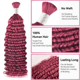 #Pink Deep Wave 100% Human Hair Braid Styles CVOHAIR