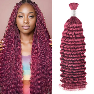 #Pink Deep Wave 100% Human Hair Braid Styles CVOHAIR