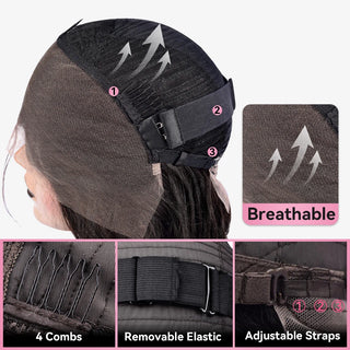 Pre Cut Lace 4*4 HD Lace Glueless #99J Kinky Straight Free Shipping Wigs 100% Human Hair CVOHAIR