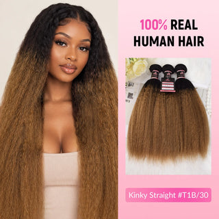 T1B/30 Kinky Straight 10A Human Hair Bundles CVOHAIR