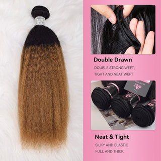 T1B/30 Kinky Straight 10A Human Hair Bundles CVOHAIR