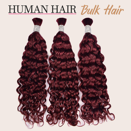 #99J Burgundy Boho Braids Water Wave No Weft Bulk Hair for Human Hair Cvohair