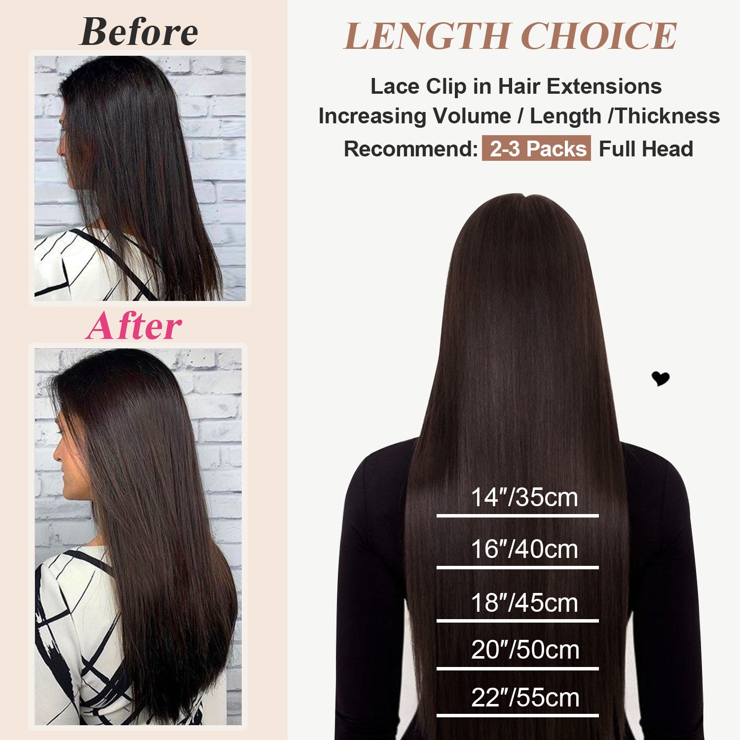 CVOHAIR Straight Human Hair Clip in Hair Extensions 100% Unprocessed Full Head Brazilian Virgin Hair Natural Black Color