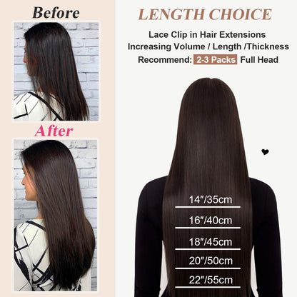 CVOHAIR Straight Human Hair Clip in Hair Extensions 100% Unprocessed Full Head Brazilian Virgin Hair Natural Black Color