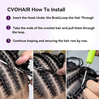 Kinky Straight Crochet 100% Human Hair Hair Extensions CVOHAIR