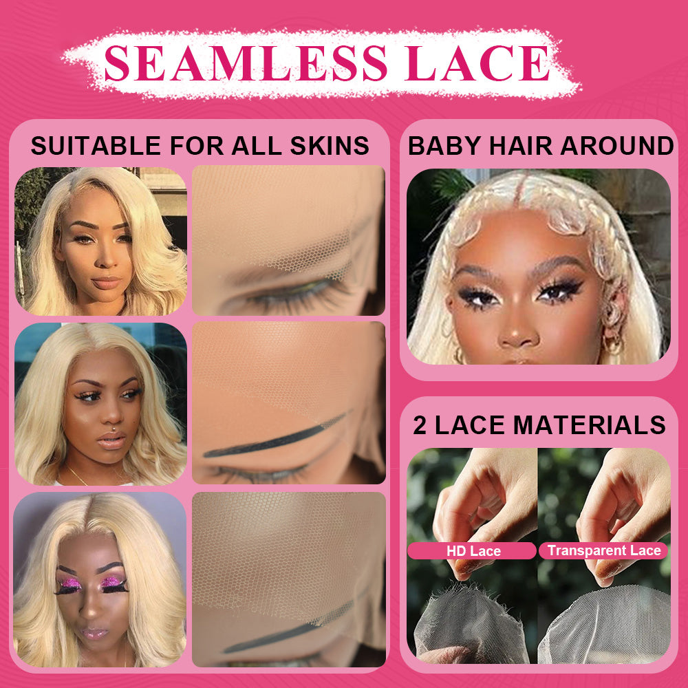 CVOHAIR Body Wave 613 Blonde Lace Front Wigs Human Hair 180% Density HD Lace Frontal Wig Pre Plucked with Baby Hair