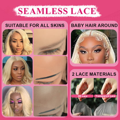CVOHAIR Straight 613 Blonde HD Lace Front Wigs Human Hair 200% Density Lace Frontal Wig Pre Plucked with Baby Hair